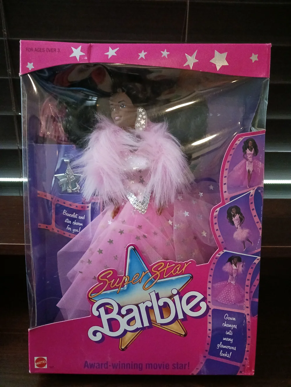 Barbie Superstar African American Doll in Pink Feathered Gown